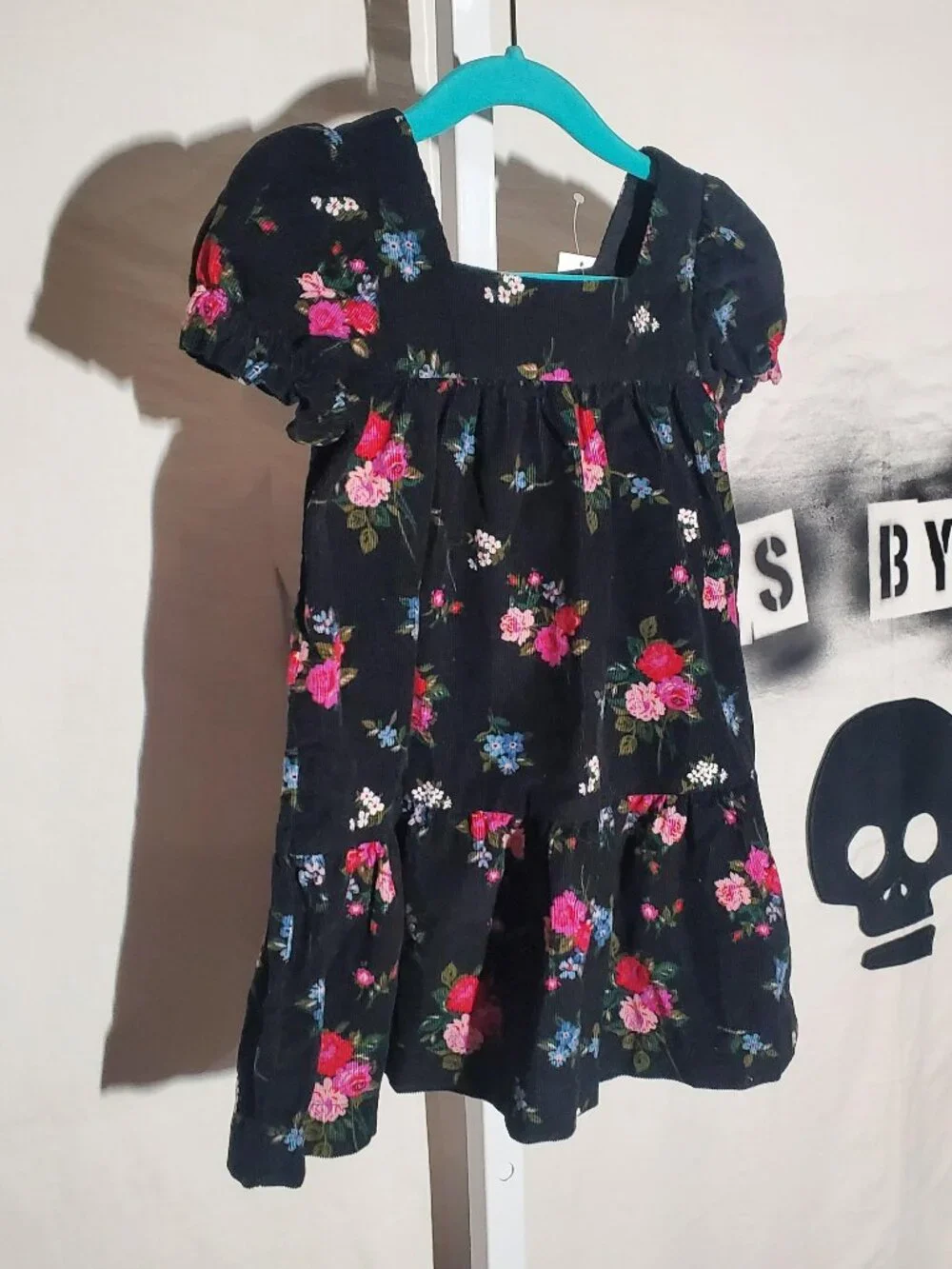 BabyGap Black Corduroy Floral Print Dress NWT sz 2 yrs
